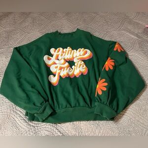 Target Green Sweatshirt with Colorful Graphic Size Small